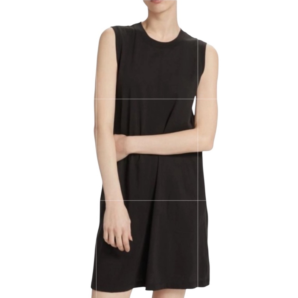 ATM Sleeveless Black Crewneck Mini Dress Black Peruvian Cotton Knit Size Large‎